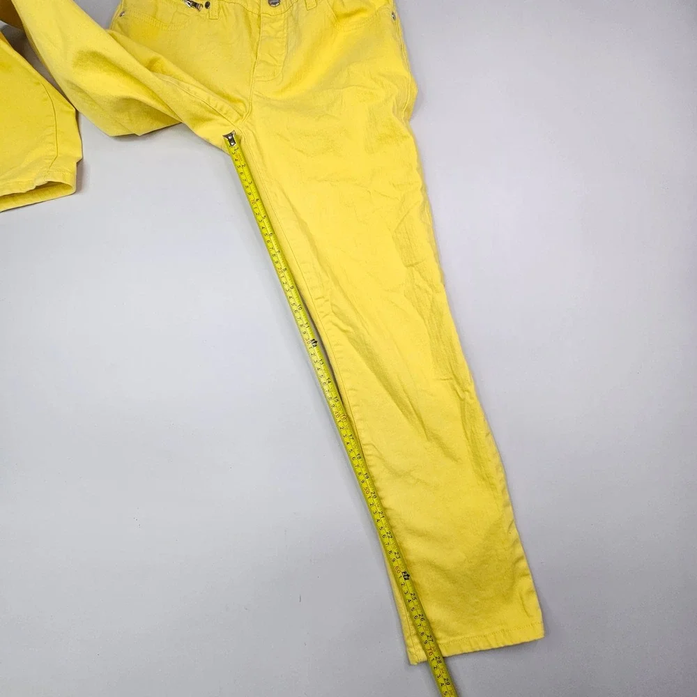 Lauren Jeans Co Ralph Lauren Pants Women 8 Yellow Straight Leg Cotton Blend